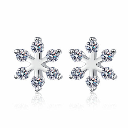 Moissanite 925 Sterling Silver Snowflake Shape Earrings – Avaiya Gems