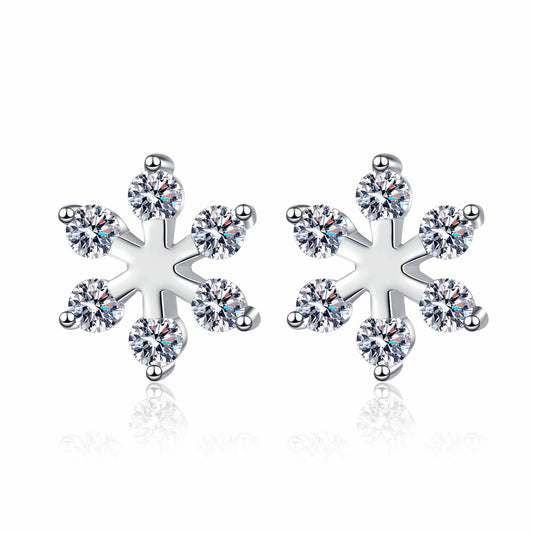 Moissanite 925 Sterling Silver Snowflake Shape Earrings – Avaiya Gems
