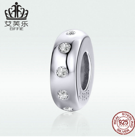 Avelle S925 Sterling Silver Inlaid Zircon Spacer Beads DIY Bracelet Beaded Jewelry Accessories Silver Beads