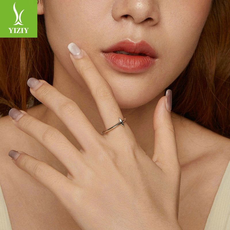 Yinziyun new minimalist plain silver cross opening ring, fashionable and versatile, three-dimensional s925 pure silver ring