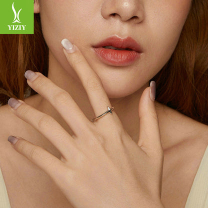 Yinziyun new minimalist plain silver cross opening ring, fashionable and versatile, three-dimensi... – photo 3 – Avaiya Gems