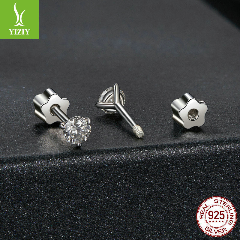 Silver Charm Simple and Elegant Sparkling Moissanite Earrings Classic Three Claw Moissanite Diamond s925 Pure Silver Earrings
