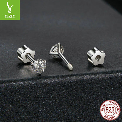 Silver Charm Simple and Elegant Sparkling Moissanite Earrings Classic Three Claw Moissanite Diamo... – photo 4 – Avaiya Gems