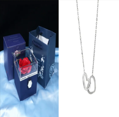 Personalized Double Heart Name Necklace – Custom Engraved Gift