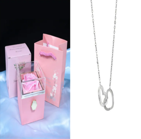 Personalized Double Heart Name Necklace – Custom Engraved Gift