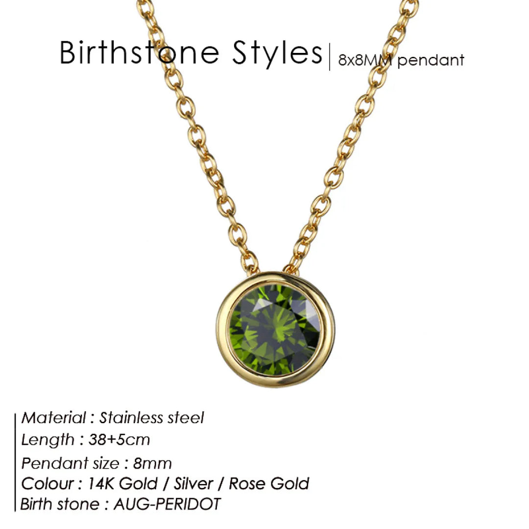 Birthstone Necklace – Stainless Steel Geometric Pendant Jewelry