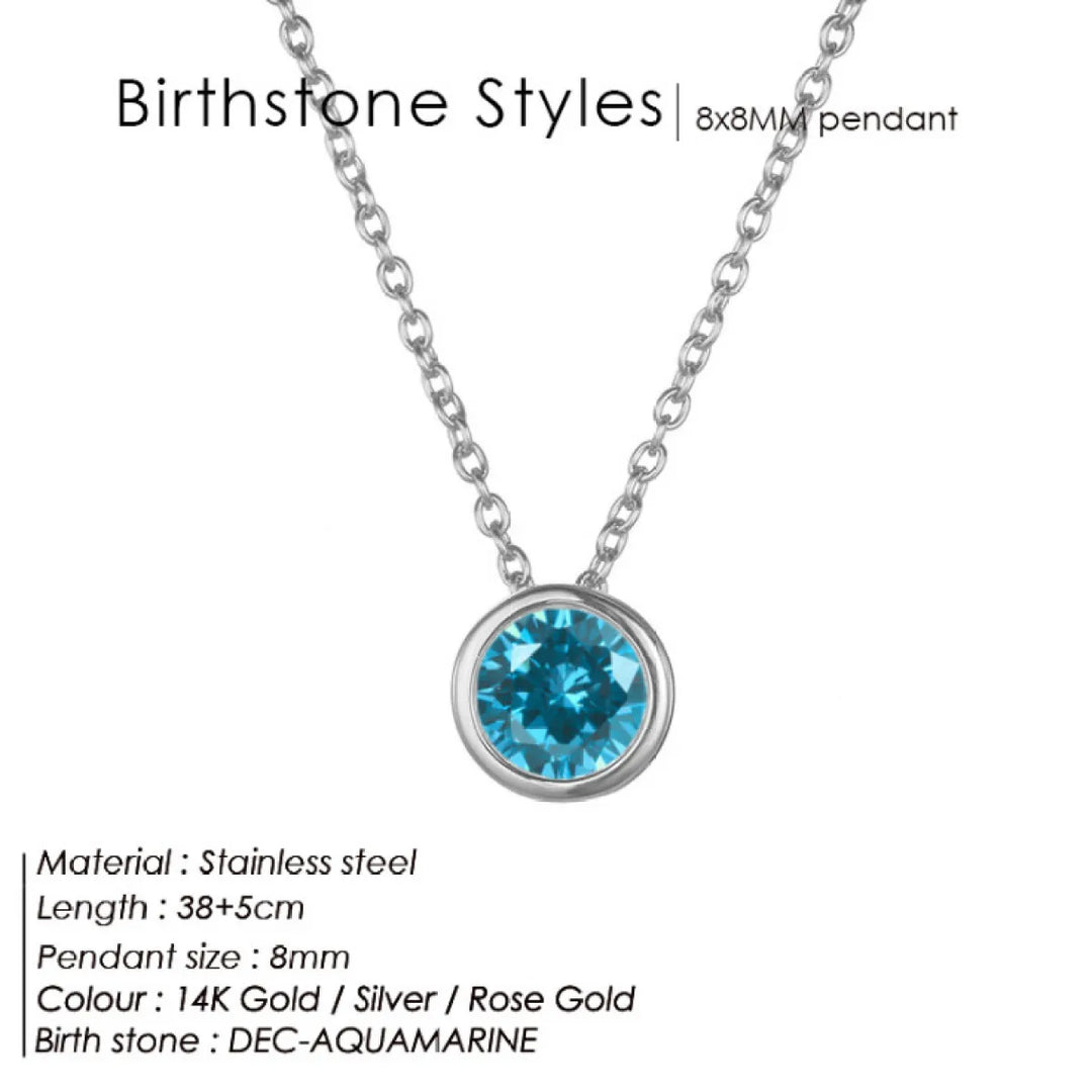 Birthstone Necklace – Stainless Steel Geometric Pendant Jewelry