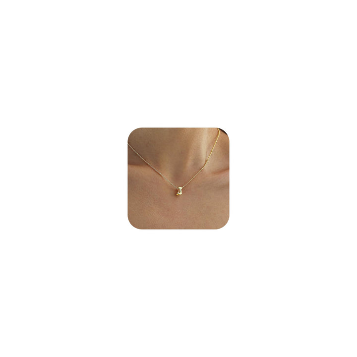Gold Initial Necklace – 14K Gold Plated Bubble Letter Pendant