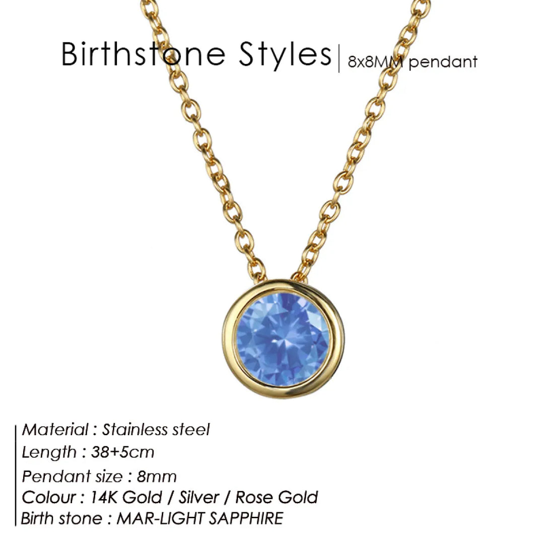 Birthstone Necklace – Stainless Steel Geometric Pendant Jewelry