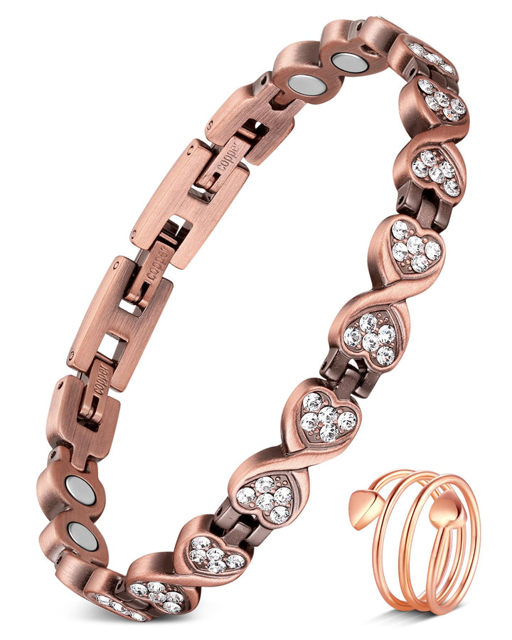 Copper Magnetic Bracelet &amp; Ring Set – Healing Jewelry for Women