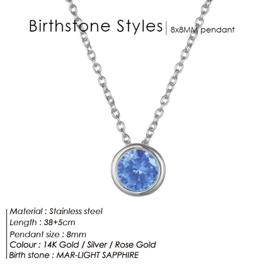 Birthstone Necklace – Stainless Steel Geometric Pendant Jewelry