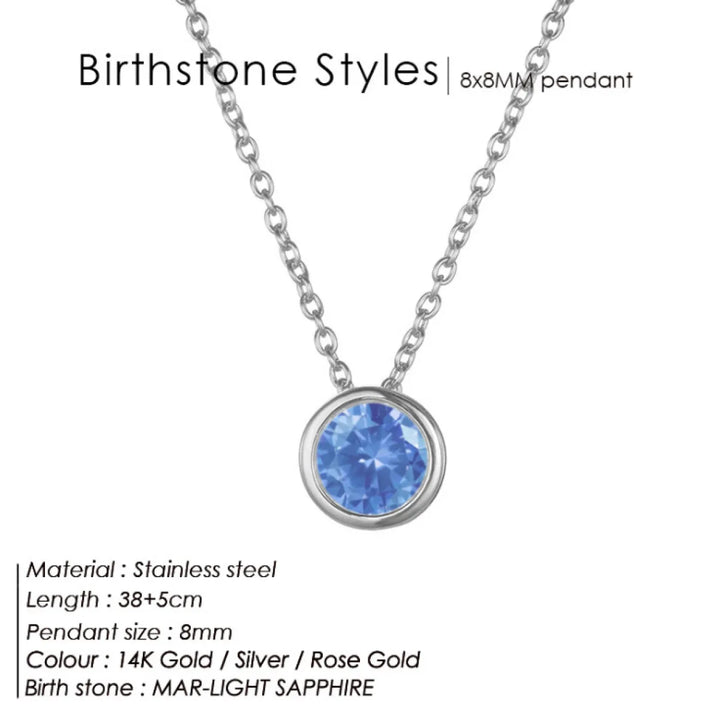 Birthstone Necklace – Stainless Steel Geometric Pendant Jewelry